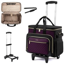LOVEVOOK Rolling Teacher Bag with Detachable 17.3 inch, Quilted-Purple-Black picture