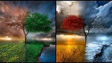 Landscape nature seasons collage Custom Gaming Mat Desk picture