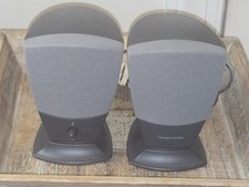 Vintage Harman Kardon HK19.5 Powered Desktop Computer Speakers Gray Black Dell picture