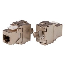2x Keystone Jack Cat6A RJ45 FTP Toolfree 180-Degree Die Cast Shielded Module picture