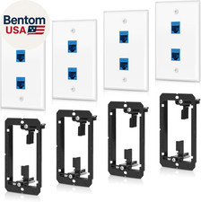 4 Pack Ethernet Wall Plate 2 Port Keystone Jack Blue Cat6 RJ45 Coupler Outlet Co picture