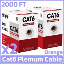 2 Pack Cat6 Solid UTP Plenum Ethernet Cable 1000ft CMP 23AWG Bulk Orange picture