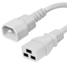 5 PACK LOT 1ft IEC C14 - C19 White Power Cord 14AWG 15A/1875W 100-250V 0.3M picture