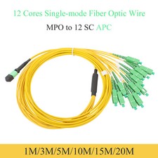 Single Mode 12-Core MPO/PC to 12SC/APC Fiber Optic Patch Cable 1M~20M SM Jumpers picture