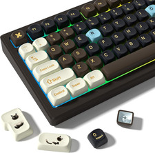 MOA Profile PBT Keycaps,132 Keys Janese Style Keycap Set with Cute Icons, Dye-Su picture