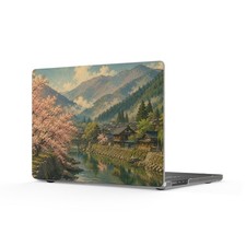 Cherry Blossom Mountain Village MacBook Case | Matte Laptop Skin picture