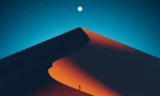 Landscape  art illustration dunes desert sand night Custom Gaming Mat Desk picture