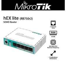 5-Port Router 10/100 PoE, Mikrotik RouterBOARD hEX Lite, RB750r2, High-Speed New picture