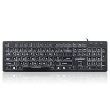 Perixx PERIBOARD-317 Wired Backlit USB Keyboard, Big Print Letter with Black picture