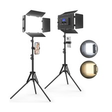 2 Pack Led Video Light Panel Lighting Kit with Barn Doors, 8000mAh Rechargeab... picture