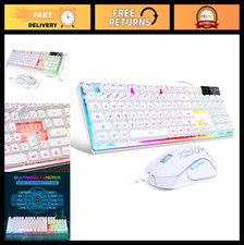 RGB Gaming Keyboard and Mouse Combo, 104-Key LED Backlit for PC/Laptop - White picture