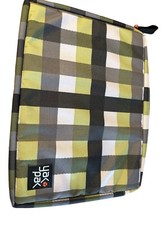 Yak Pak Plaid Laptop Computer Sleeve Green Gray Checkered Neoprene Case Student picture