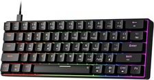 GM611 Mechanical Keyboard,Rainbow LED Backlit Gaming Wired Keyboards Compact Min picture