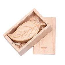 Custom Logo Wood Box leaf Flash Drives 32GB 64GB 128GB Pen Drive Memory Stick picture
