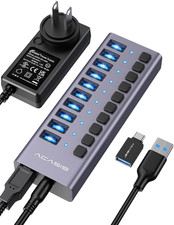 Powered 10 Ports USB 3.2 Hub, 10Gbps Data Transfer, 48W Adapter picture