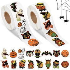 L1rabe Halloween Vintage Sticker Rolls - 1000Pcs 0.5
