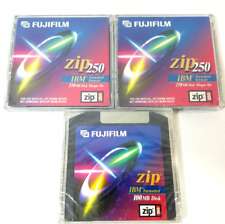 Fujifilm Zip250 Zip100 IBM formatted 2X 250MB disks and 1X 100mb disk Sealed picture