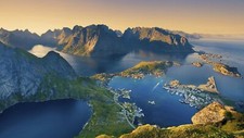 Landscape lofoten norway nature nordic Custom Gaming Mat Desk picture