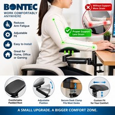 BONTEC Ergonomic Armrest Extender Desk Chair Arm Rest Pad Support Adjustable picture