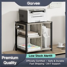 Small Printer Stand with Power Outlets Under Desk Mobile Utility Storage Cart picture
