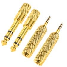 QAJOPFN 4 Pack Headphone Jack Adapter - 3.5mm (1/8 inch) Male to 6.35mm Gold  picture