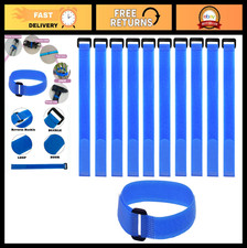 10 Pack Reusable Adjustable Cable Straps 12x0.8 Inch - Blue Hook & Loop Ties for picture