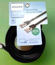 New Philips Cat 6 Ethernet Network Cable, 25 ft.  Black 10 Gigabit Audio & Video picture