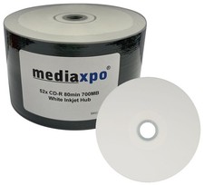 Grade A 52x CD-R 80min 700MB White Inkjet Hub Printable (Shrink Wrap) Lot picture