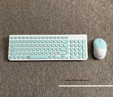 FD iK6630 Wireless Keyboard Mouse Combo, USB Receiver, White/Blue picture