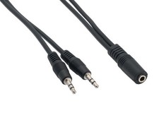 6ft 3.5mm Stereo Female to Two 3.5mm Stereo Male Audio Cable, Black picture