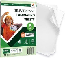 5mil Self-Adhesive Laminating Sheets 20 Pack, Letter Size, 8.7 x 12.2 Inches picture