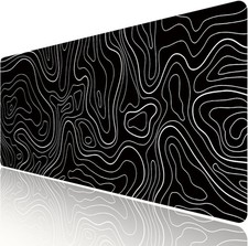 Large Gaming TOPO Keyboard Mouse Pad Black Topographic Mouse Pad with Anti-Sl... picture