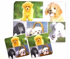 3 pc Set Dog Lovers Mouse Pad 9x7 + 2 Coasters POODLE Puppies Little Gifts picture