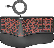 Split Ergonomic Keyboard with Palm Rest, USB Wired Backlit Keyboard picture