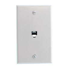 LEVITON 40249-W SMOOTH FACE STANDARD TELEPHONE WALL JACK, 6P 4C, WHITE picture