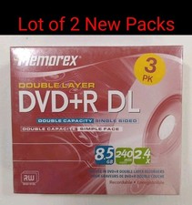 Lot Of 2 Memorex 2.4x 8.5 GB Double Layer DVD+R Pack New Sealed 3 Disc Pack picture