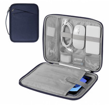 NWT MoKo 9-11in Tablet Ipad Sleeve Carrying Case W/ Handle Strap Zippers Navy  picture