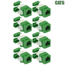 8x CAT6 RJ45 Network LAN Ethernet Keystone Jack 110 Type 180 Degree 8P8C Green picture