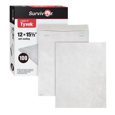 Survivor Tyvek Envelopes 12 x 15-1/2 Peel Seal White 100 Box Lightweight Quality picture