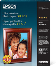 Epson Ultra Premium Photo Paper GLOSSY (8.5X11 Inches, 50 Sheets) (S042175),Whit picture