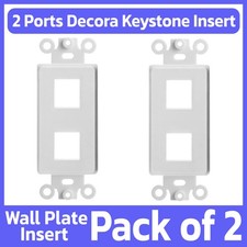 2 Pack Keystone Wall Plate Insert Two Port 2 Keystone Jack Fits Decora Wallplate picture