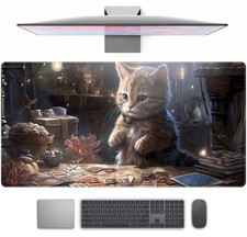 Lotus Cat XL Extended Large Gaming Pad - Black Mystical Zone Gaming Desk Mat ... picture