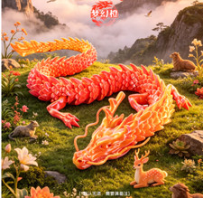3D printed movable Silk Gold dragon toy with joint mechanism 30/ 45/ 60cm picture