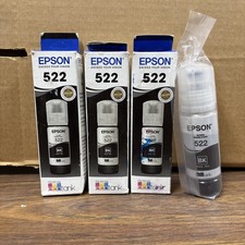 4 Pack Of EPSON 522 Black Ink Bottles - 04/2027 picture