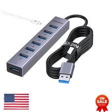 8 Port USB Hub 7 USB 3.0 Ports Aluminum 47 In Long Cable 5Gbps Data Transfer picture