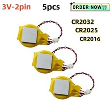 5PCS CR2032 CMOS BIOS Battery with 2-Pin Wire Laptop Motherboard Replacement picture