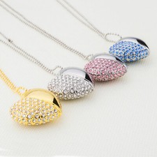 Kootion Diamond Crystal Heart Necklace USB 2.0 32GB 64GB Flash Drive Love Gift picture