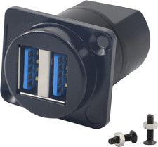 QIANRENON USB 3.0 Dual Panel Mount Solderless Connector, USB 3.0 Female to Femal picture