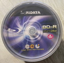 50 Ritek Ridata Blu-Ray (BD-R) White Inkjet Hub Printable 4X BD-R Media 25GB NEW picture