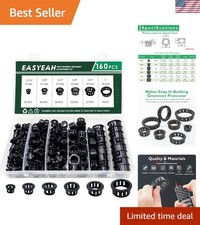 Eco-Friendly 160 Pc Black Grommet Set – 6 Size Insulators for Wiring Protection picture